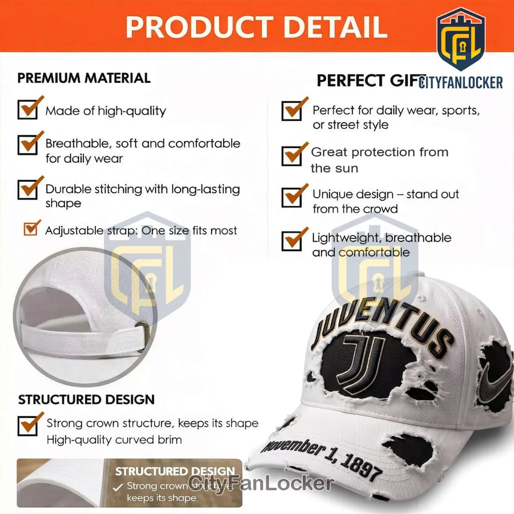 Juventus Distressed White Baseball Cap