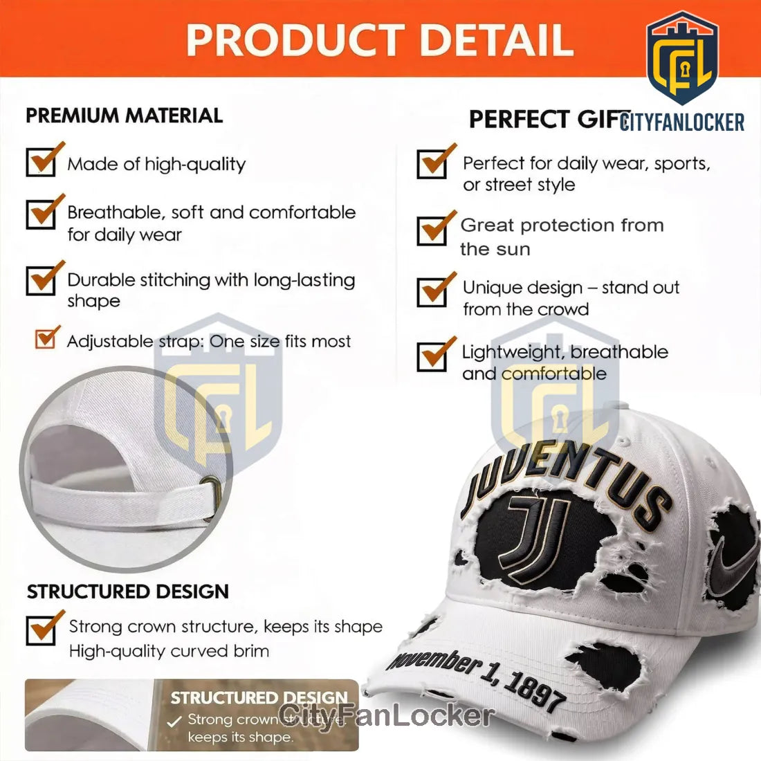 Juventus Distressed White Baseball Cap