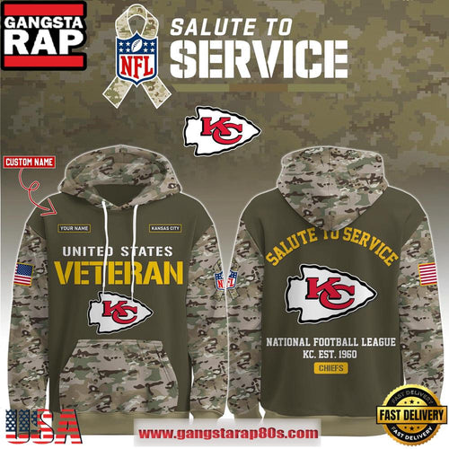 Kansas City Chiefs NFL Veteran Birthday 2025 Custom Name Unisex Hoodie