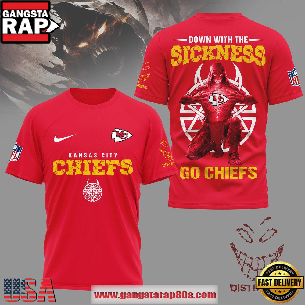 Kansas City Chiefs Down With The Sickness Go Chiefs 3D T Shirt-Red