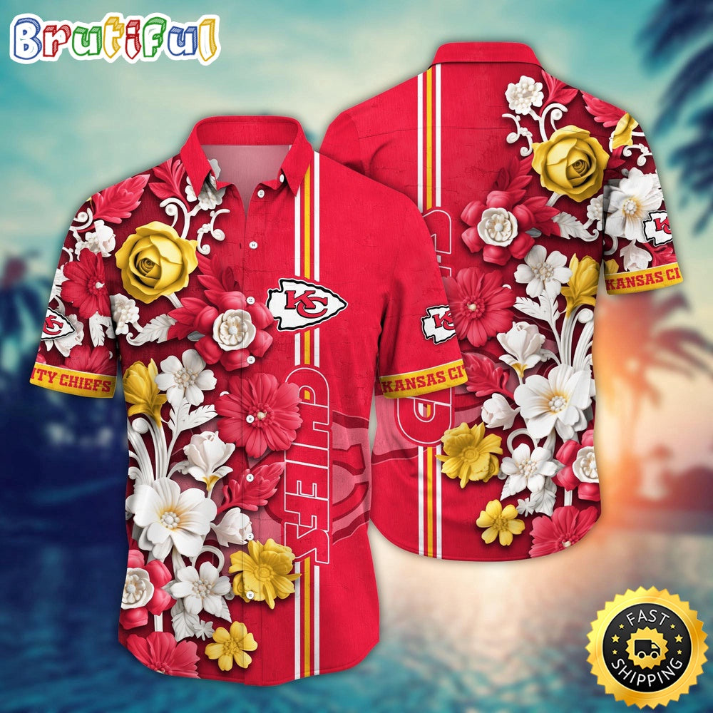 Kansas City Chiefs Hawaii Shirt Flower Aloha Shirt For Football Fans