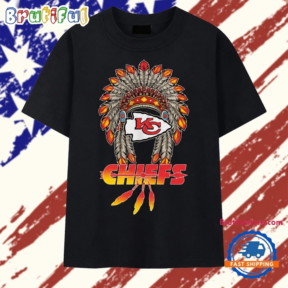 Kansas City Chiefs Native Headdress Arrowhead Logo T Shirt
