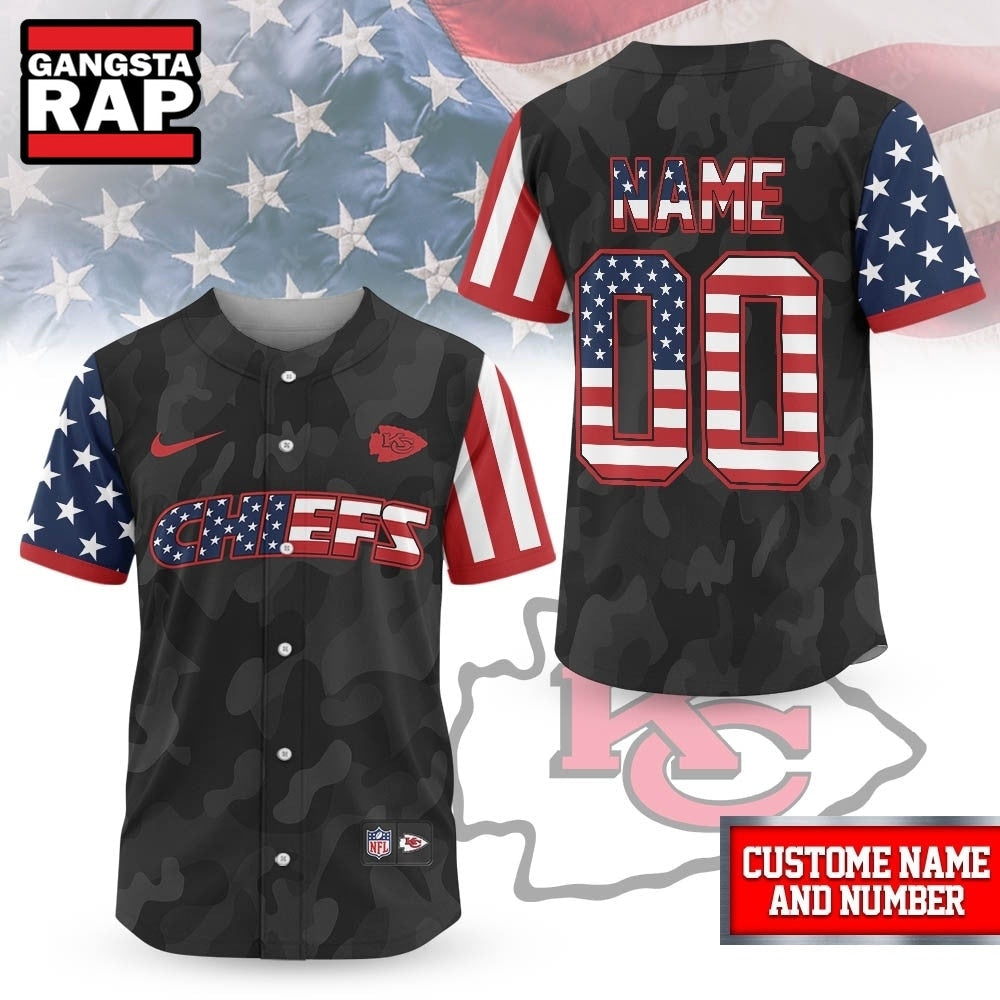 Kansas City Chiefs NFL American Pride Custom Baseball Jersey Shirt