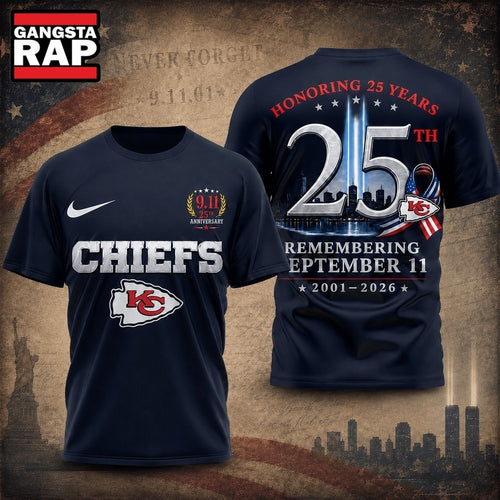Kansas City Chiefs NFL Honoring 25 Years Remembering September 11 T Shirt, Football New Design Shirt