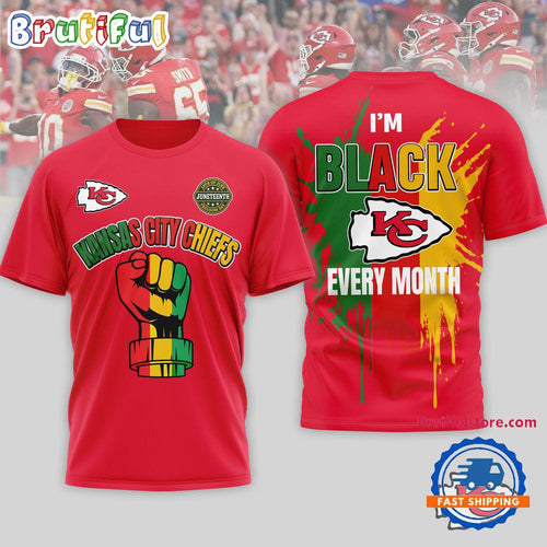 Kansas City Chiefs NFL Juneteenth Freedom I’m Black Every Month 3D Shirt