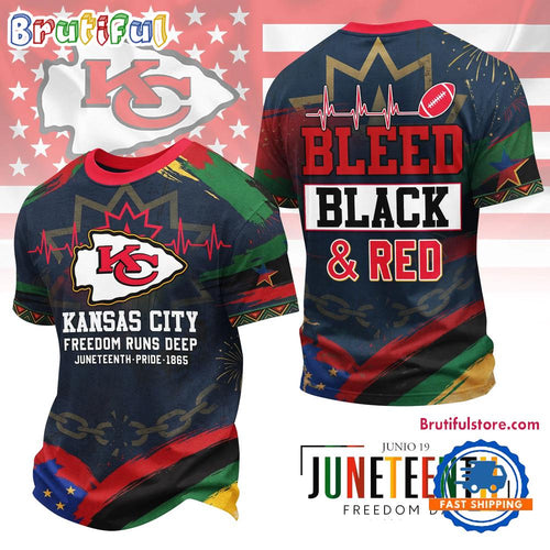 Kansas City Chiefs NFL Juneteenth Freedom Runs Deep New Design 3D Shirt