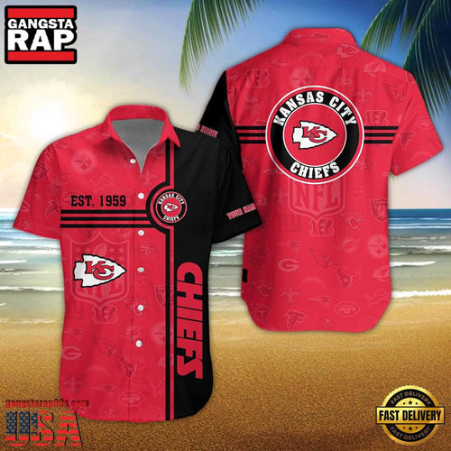 NFL Kansas City Chiefs Logo Team Custom Name New Design Hawaiian Shirt
