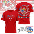 Kansas City Chiefs NFL Military Appreciation Month New Design 3D Shirt