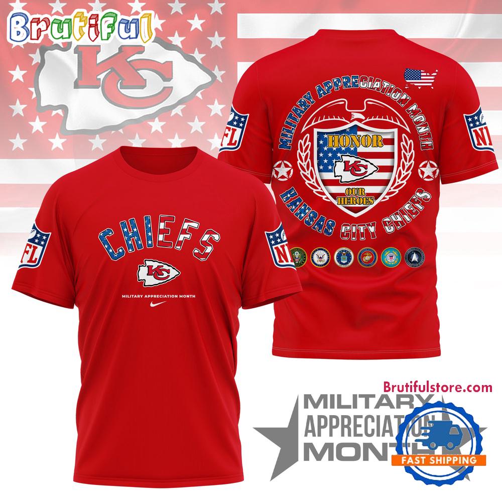 Kansas City Chiefs NFL Military Appreciation Month New Design 3D Shirt