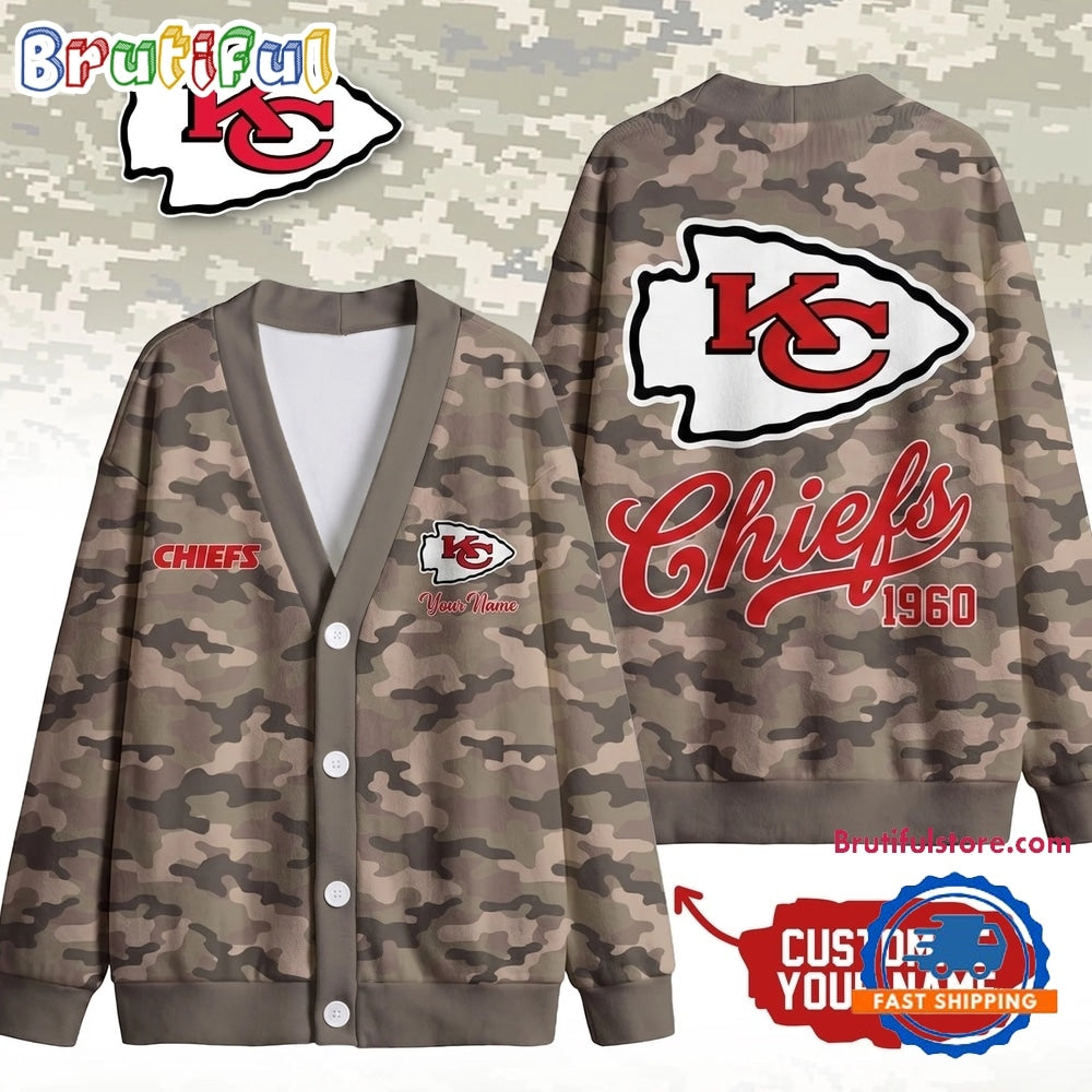 Kansas City Chiefs NFL Veteran Military Camo Heritage Cardigan