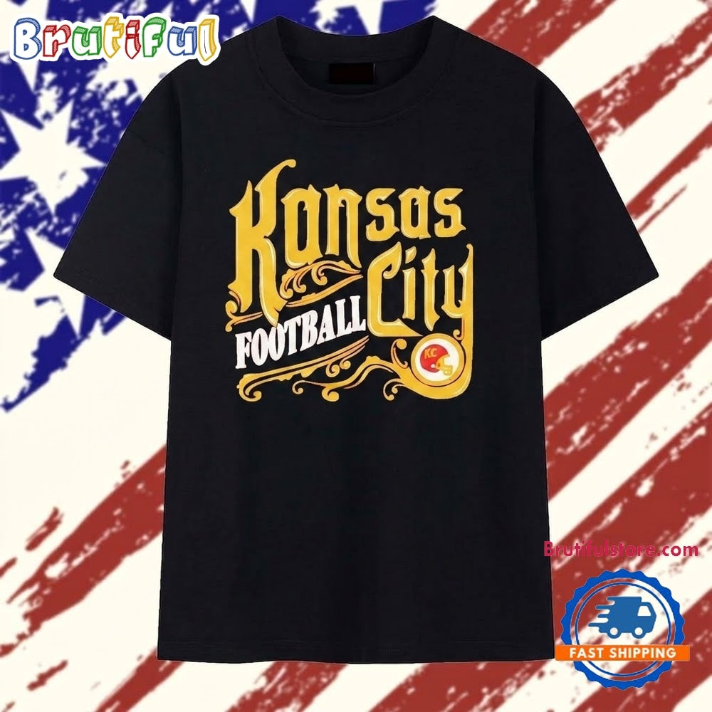 Kansas City Chiefs ornate football script logo T Shirt