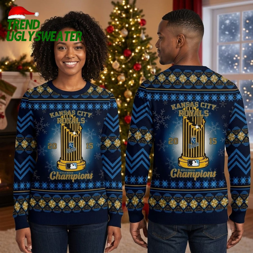 Kansas City Royals 2015 Championship Trophy Ugly Christmas Sweater