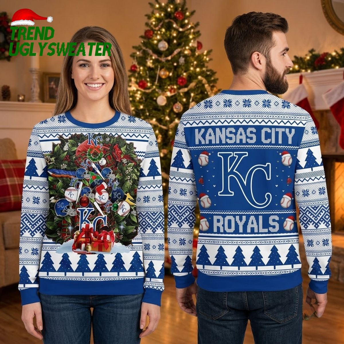 Kansas City Royals Baseball Ornament Christmas Tree Ugly Christmas Sweater