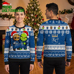 Kansas City Royals Groot And Grinch Santa Hats Ugly Christmas Sweater