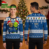 Kansas City Royals Groot And Grinch Santa Hats Ugly Christmas Sweater
