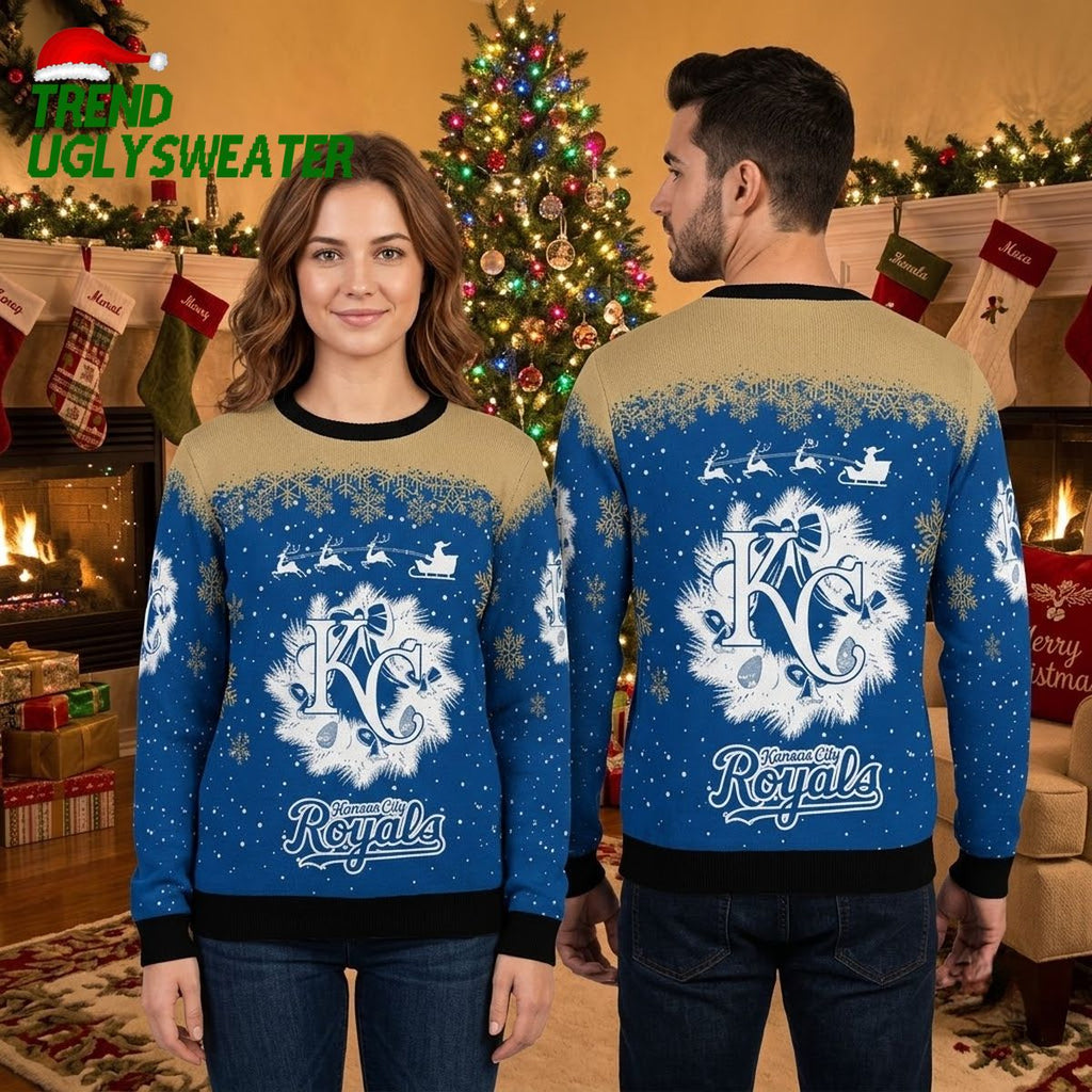 Kansas City Royals Reindeer Snowy Night Ugly Christmas Sweater