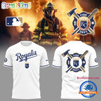 Kansas City Royals x Firefighter Appreciation Night White Hoodie T-Shirt