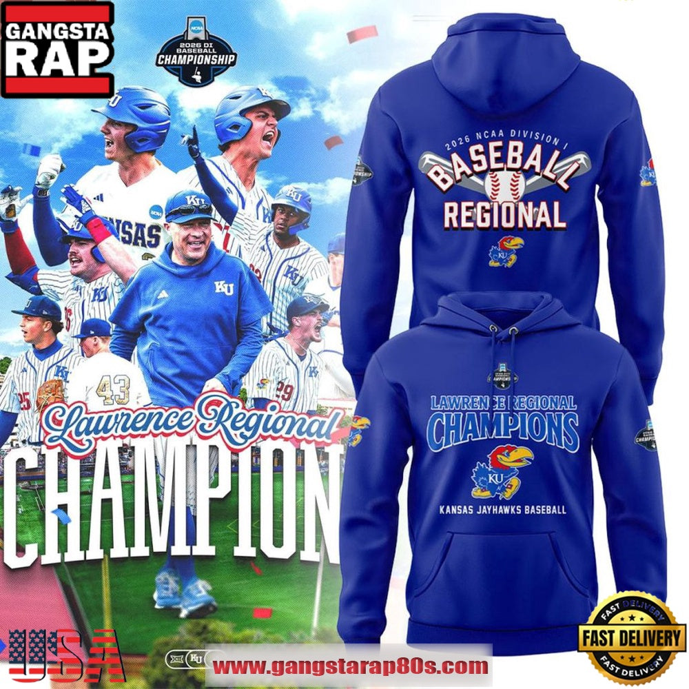 Kansas Jayhawks Baseball Lawrence Regional Champions 2026 Championship Celebration Hoodie
