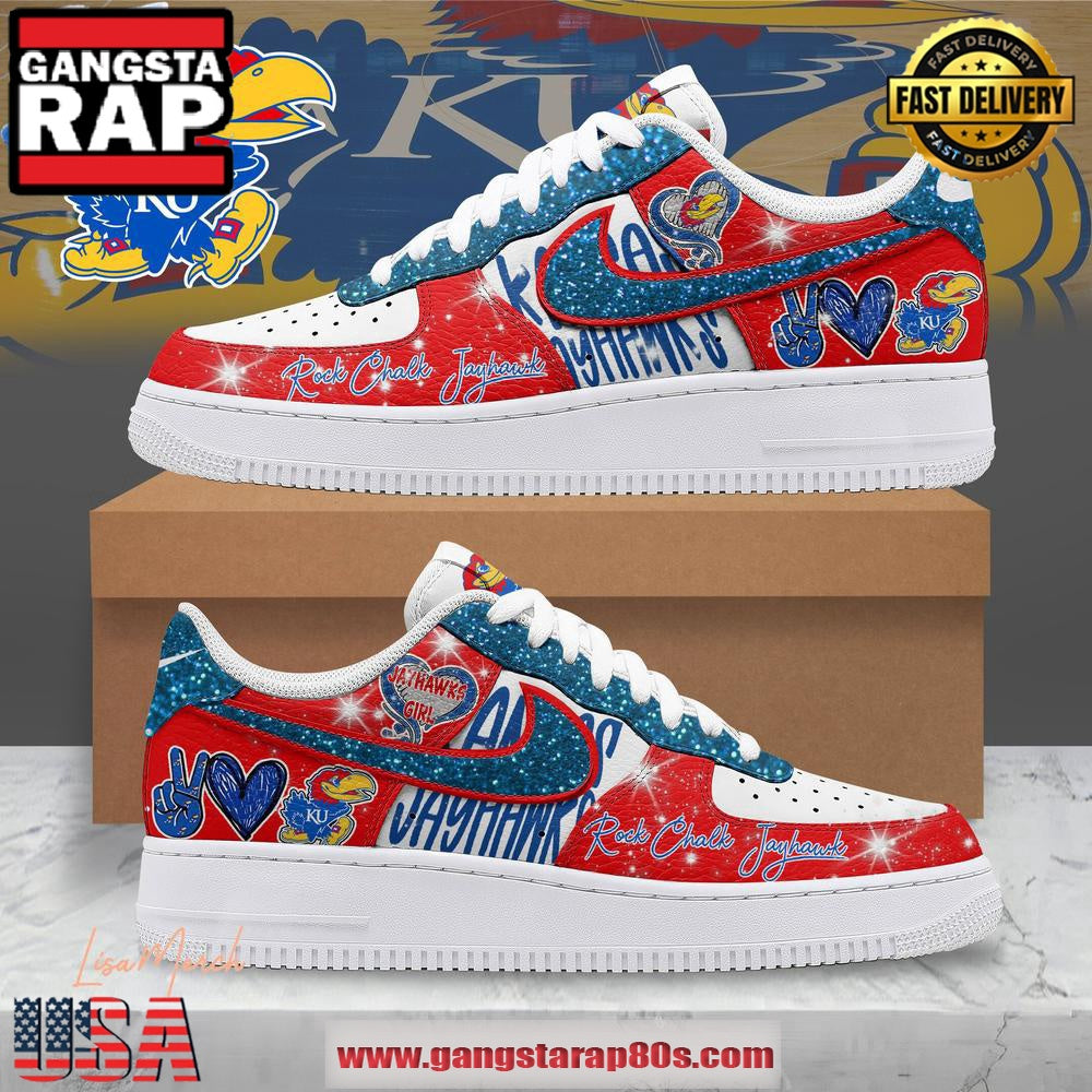 Kansas Jayhawks Basketball Limited Edition Air Force 1 Running Sneakers Shoes