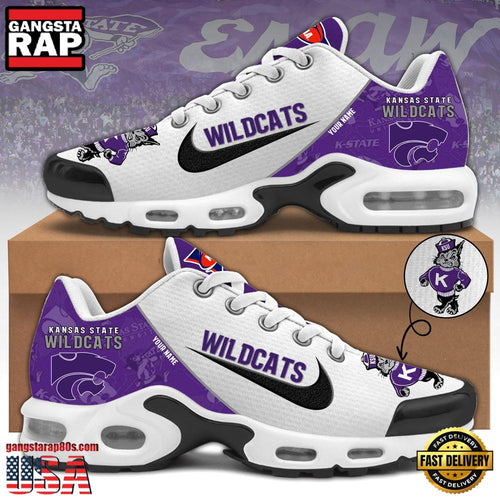 NCAA Custom Name Kansas State Wildcats Football Mascot Symbol Air Max Plus Shoes Running Sneakers