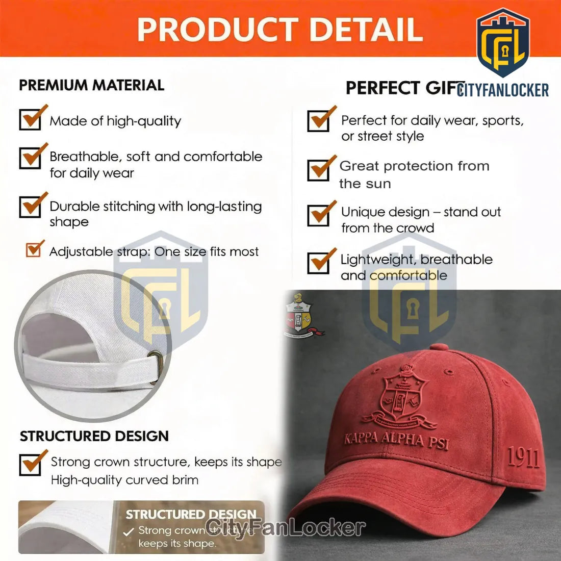 Kappa Alpha Psi 1911 Red Premium Baseball Cap