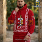 Kappa Alpha Psi Frat Crimson Red Fleece Pullover Hoodie and Jogger Pants Set