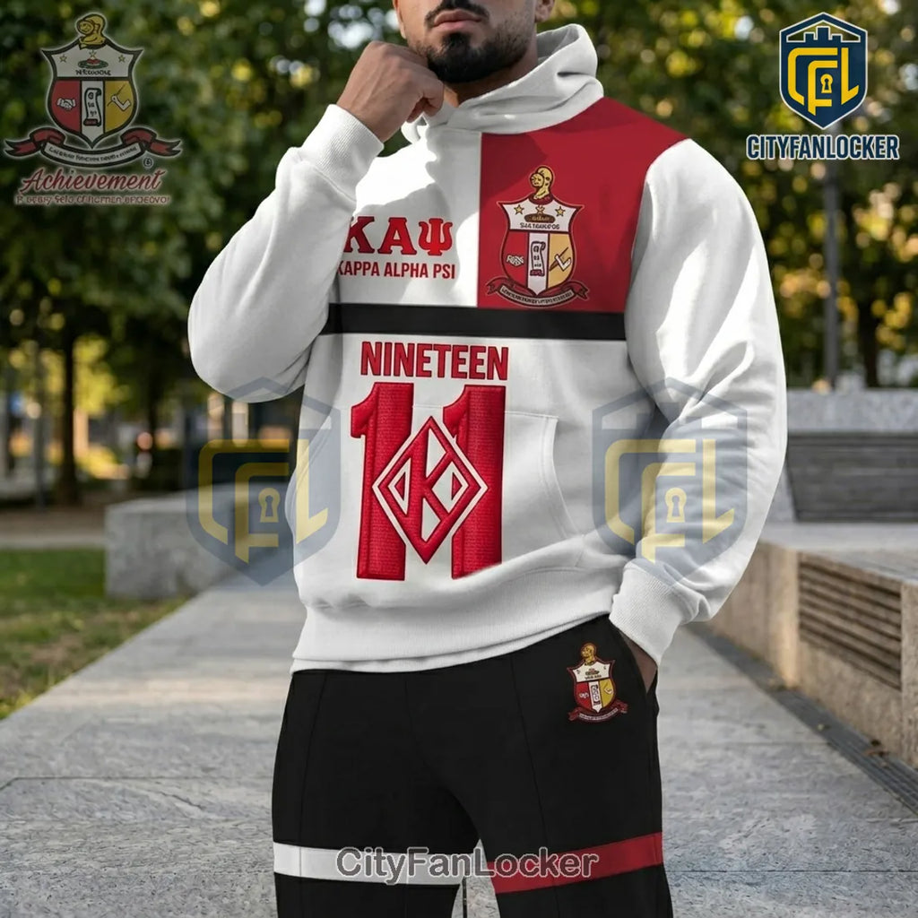 Kappa Alpha Psi Fraternity Crimson White Embroidered Logo Hooded Jogger Set