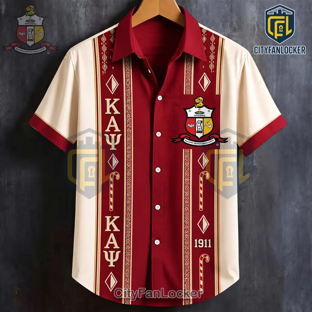 Kappa Alpha Psi Fraternity Maroon Button Down Hawaiian Shirt