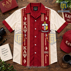 Kappa Alpha Psi Fraternity Maroon Button Down Hawaiian Shirt