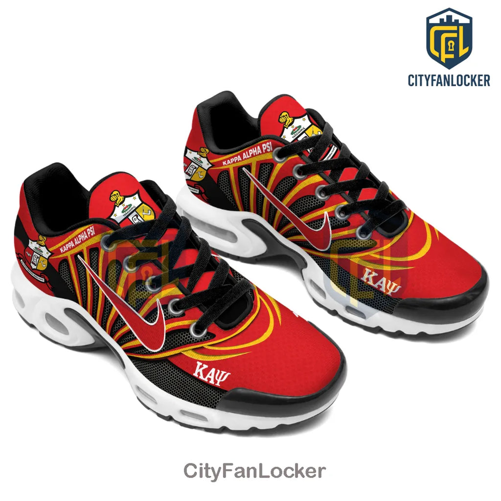 Kappa Alpha Psi Fraternity Red and Gold Custom Athletic TN Sneakers