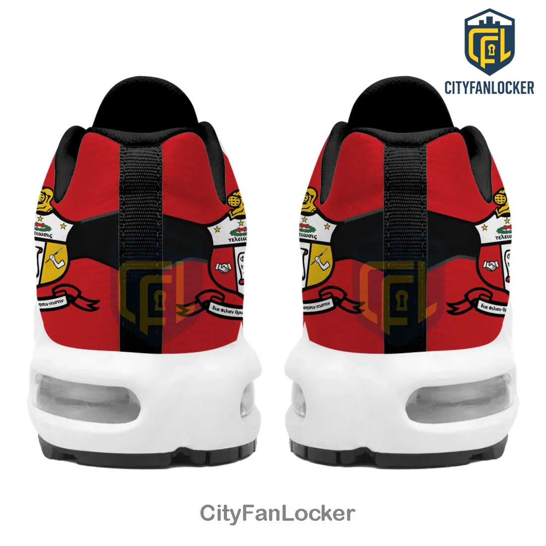 Kappa Alpha Psi Fraternity Red and Gold Custom Athletic TN Sneakers