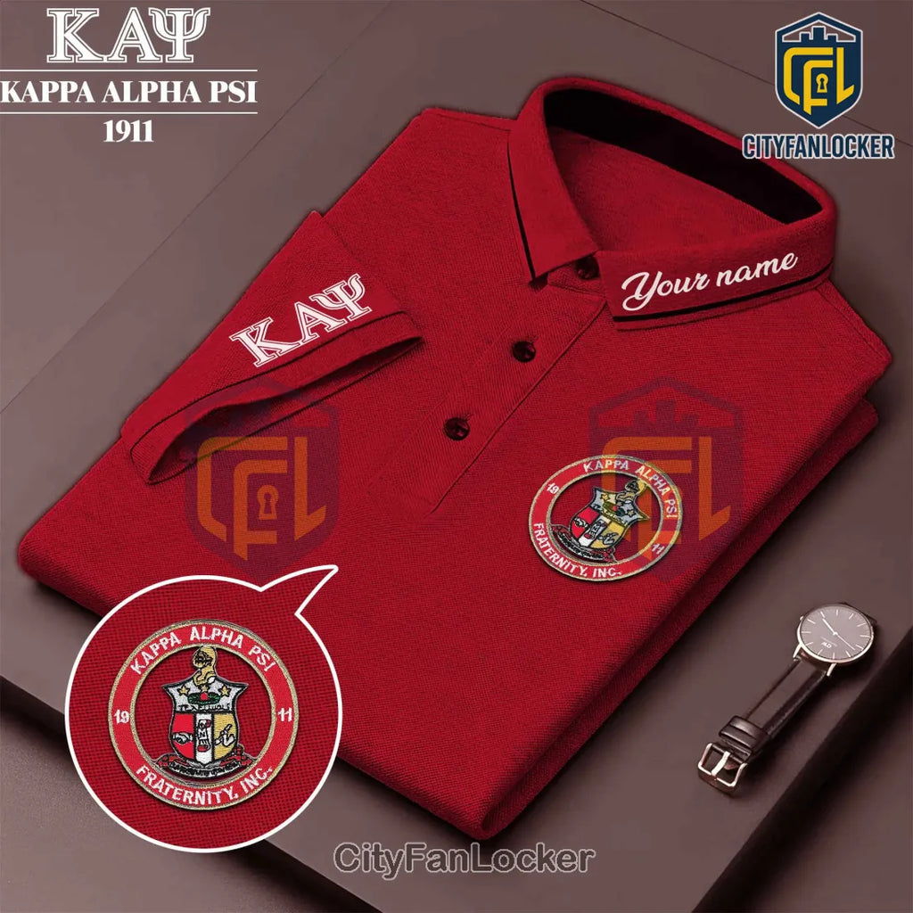 Kappa Alpha Psi Fraternity Red Embroidered Logo Polo Shirt