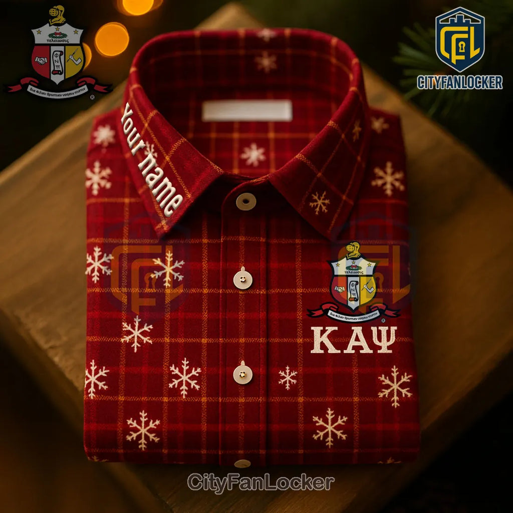 Kappa Alpha Psi Fraternity Red Plaid Snowflake Polo Shirt