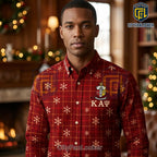 Kappa Alpha Psi Fraternity Red Plaid Snowflake Polo Shirt
