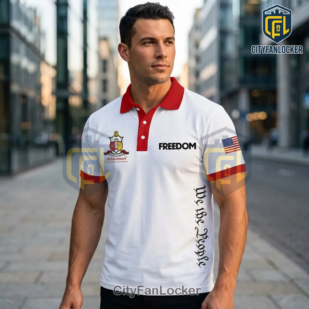 Kappa Alpha Psi Fraternity We The People Freedom White Polo Shirt