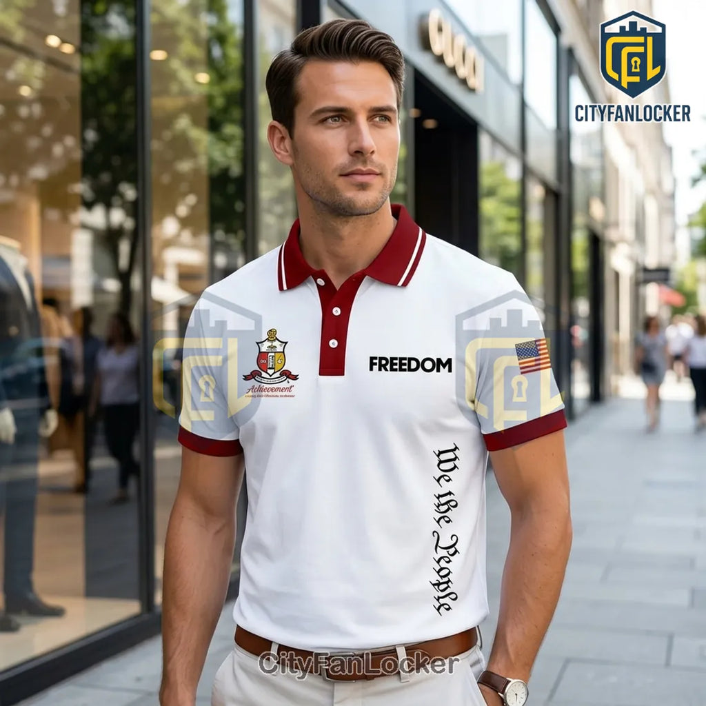 Kappa Alpha Psi Fraternity We The People Freedom White Polo Shirt