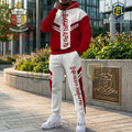 Kappa Alpha Psi Red White Embroidered Logo Pullover Hoodie and Jogger Set