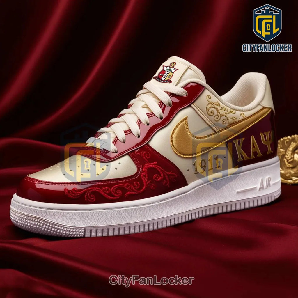 Kappa Alpha Psi x Nike Air Force 1 Gold and Crimson 1911 Sneaker