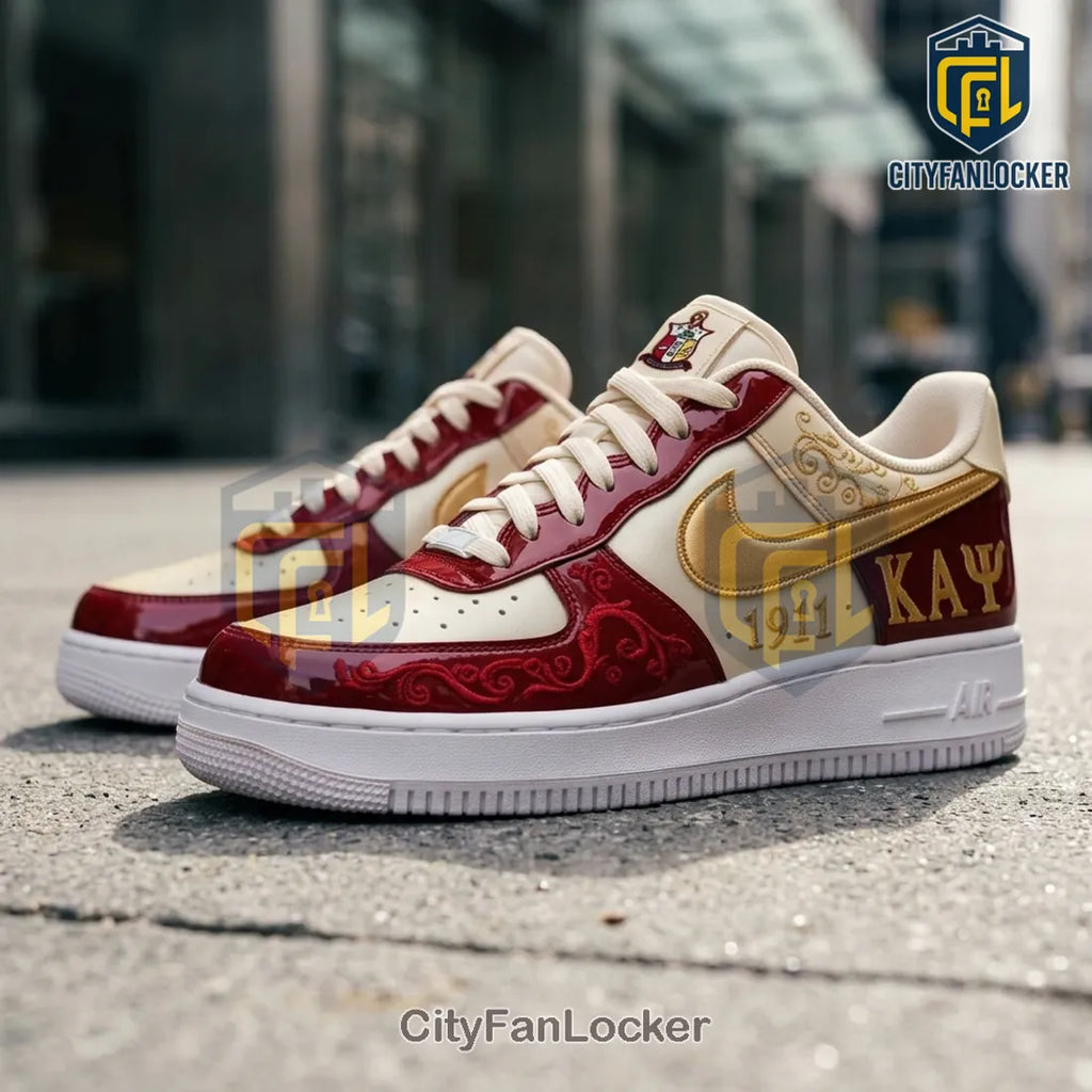 Kappa Alpha Psi x Nike Air Force 1 Gold and Crimson 1911 Sneaker