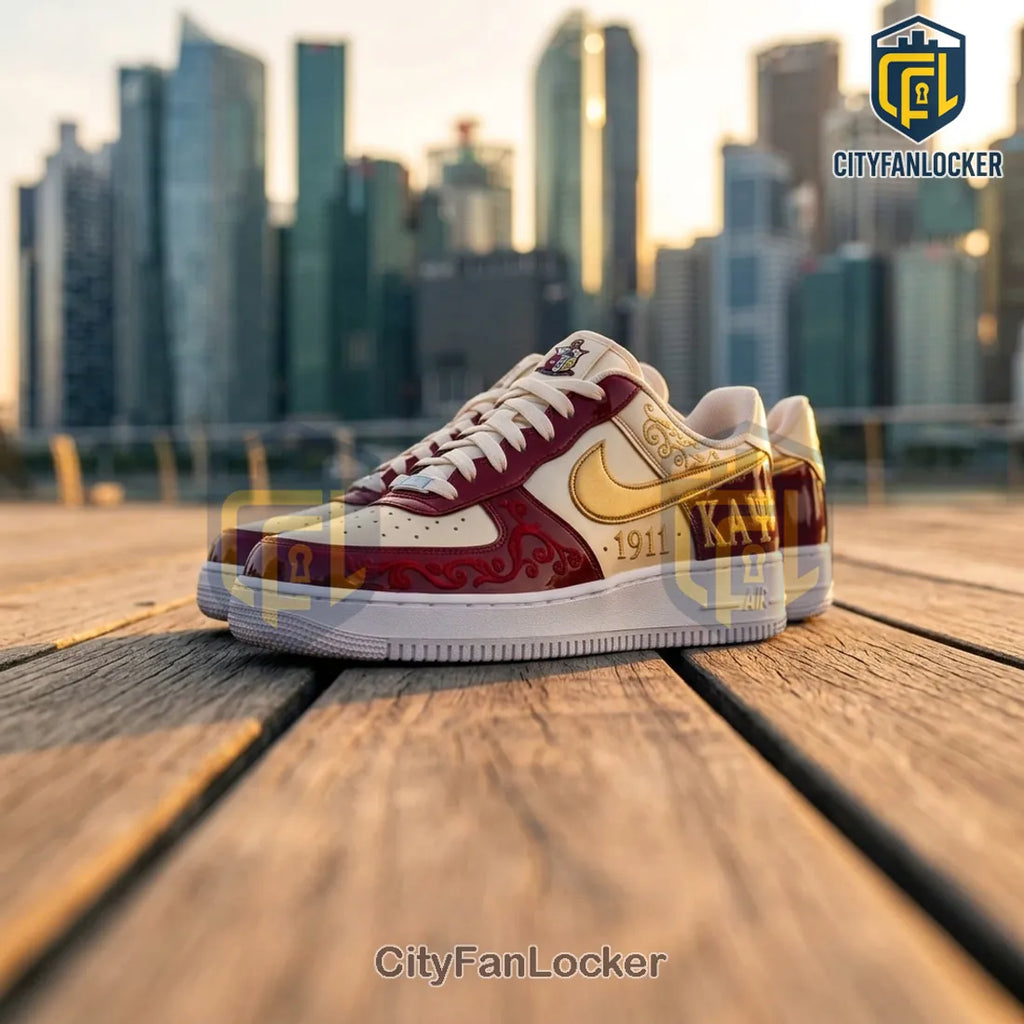Kappa Alpha Psi x Nike Air Force 1 Gold and Crimson 1911 Sneaker