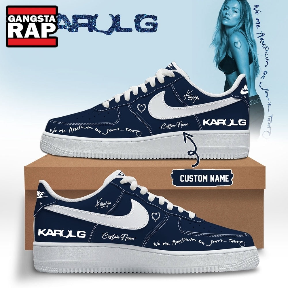 KaRol G Album NO ME ARREPIENTO DE SENTIR TANTO Custom Blue Air Force 1 Shoes , Music Trending Shoes