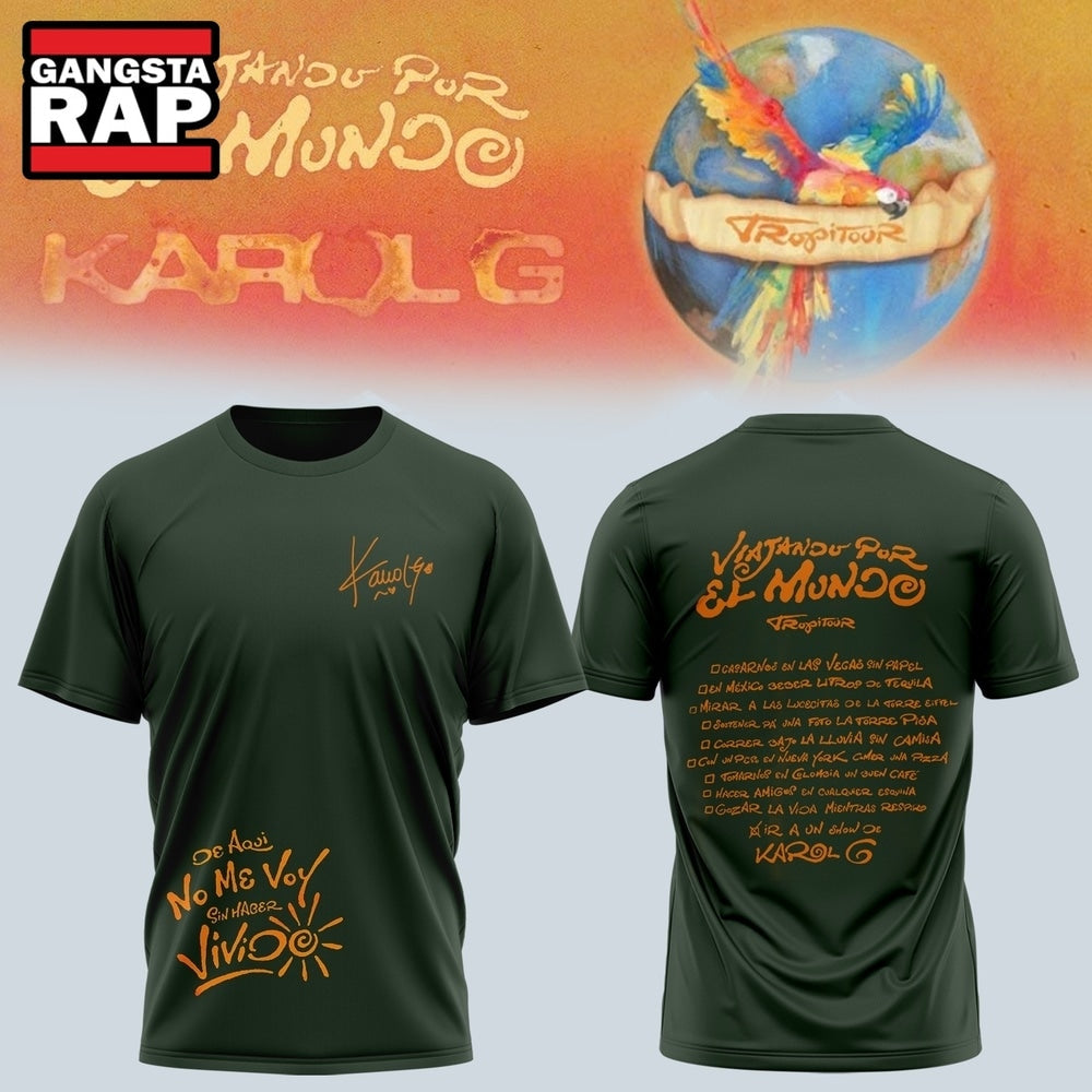 Karol G VIAJANDO POR EL MUNDO TROPITOUR Signed Design T Shirt , Music Trend Shirt