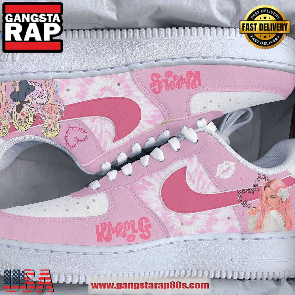 Karol G x Bratz Limited Edition Pink Air Force 1 Running Sneakers Shoes