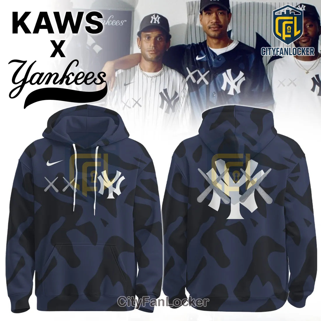 Kaws x New York Yankees Camouflage Pullover Hoodie