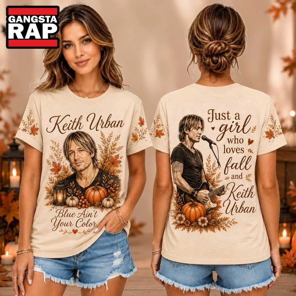 Keith Urban Autumn Portrait Pumpkin Motif Unisex 3D Shirt , Music Trend Shirt