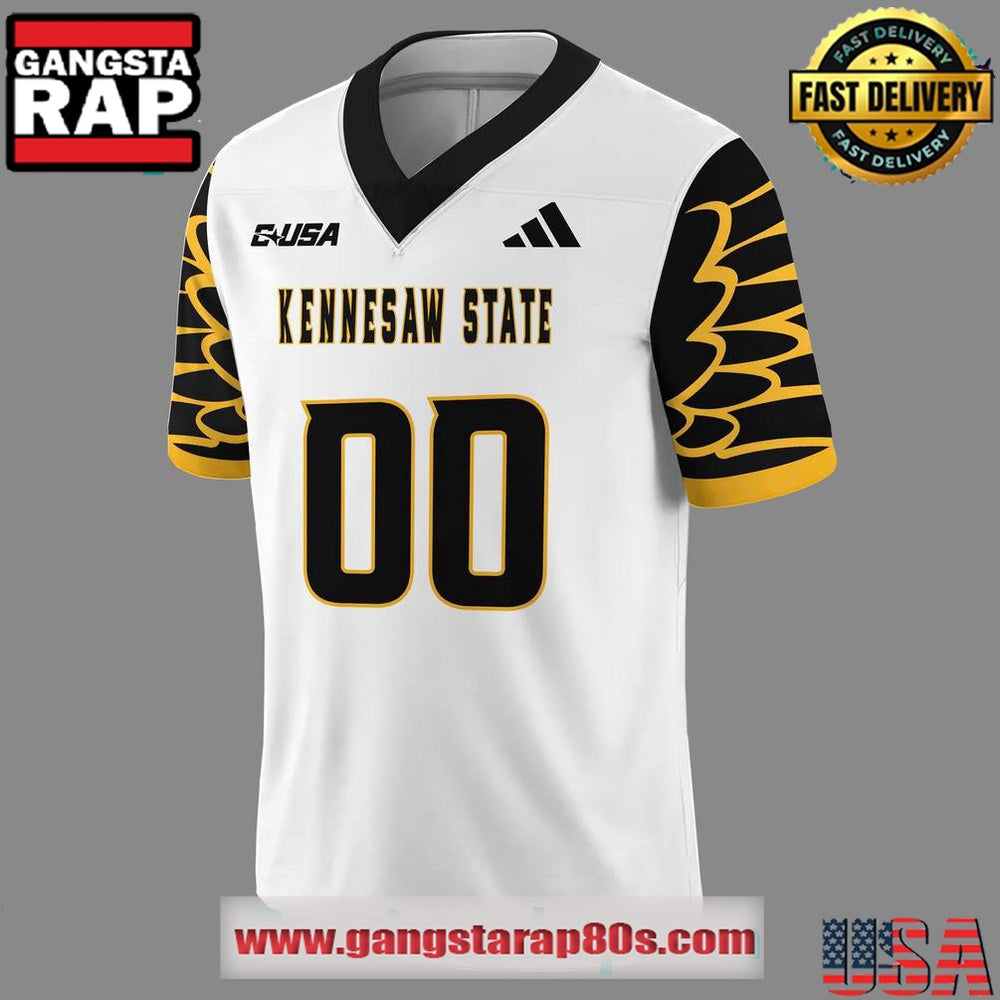 Kennesaw State Owls White Uniform Custom Football Jersey