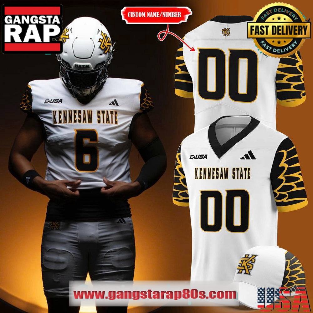 Kennesaw State Owls White Uniform Custom Football Jersey