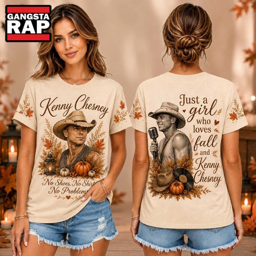 Kenny Chesney Autumn Pumpkin Portrait 2026 Unisex 3D Shirt , Music Trend Shirt