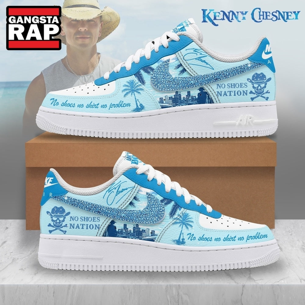 Kenny Chesney No Shoes Nation Air Force 1 Shoes, Tropical Country Music Sneakers, Music Air Force 1 Shoes