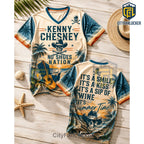 Kenny Chesney No Shoes Nation Tropical Sunset Skull V-Neck Shirt